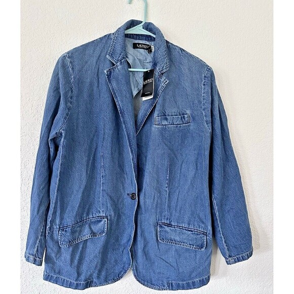 Lauren Ralph Lauren Women's Plus Size One-Button Denim Blazer size 18W - Picture 5 of 12